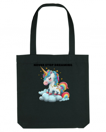 Unicorn dragut mesaj Never stop dreaming, design 1 Black