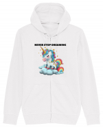 Unicorn dragut mesaj Never stop dreaming, design 1 Hanorac cu fermoar Unisex Connector
