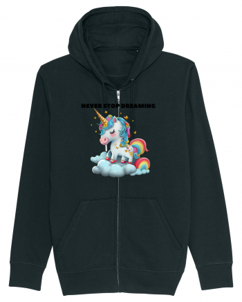 Unicorn dragut mesaj Never stop dreaming, design 1 Black
