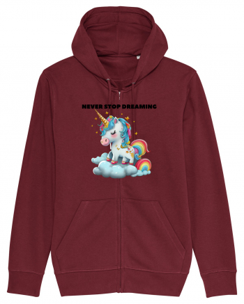 Unicorn dragut mesaj Never stop dreaming, design 1 Burgundy