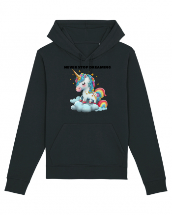 Unicorn dragut mesaj Never stop dreaming, design 1 Black