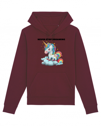 Unicorn dragut mesaj Never stop dreaming, design 1 Burgundy