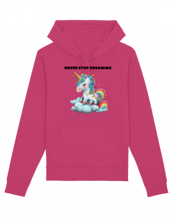 Unicorn dragut mesaj Never stop dreaming, design 1 Raspberry