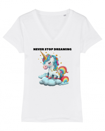Unicorn dragut mesaj Never stop dreaming, design 1 White