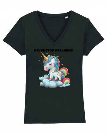 Unicorn dragut mesaj Never stop dreaming, design 1 Black