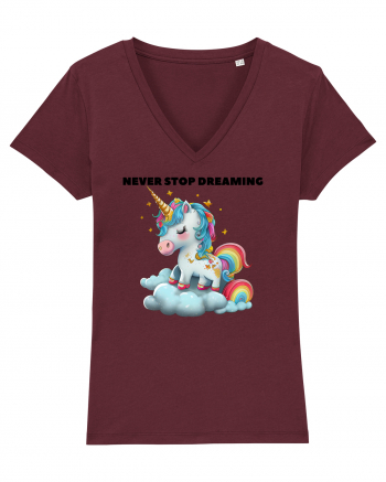 Unicorn dragut mesaj Never stop dreaming, design 1 Burgundy