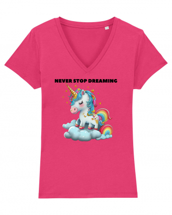 Unicorn dragut mesaj Never stop dreaming, design 1 Raspberry