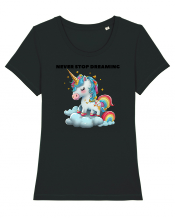 Unicorn dragut mesaj Never stop dreaming, design 1 Black