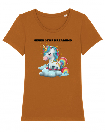 Unicorn dragut mesaj Never stop dreaming, design 1 Roasted Orange