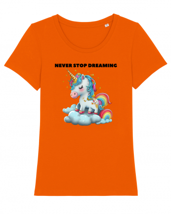 Unicorn dragut mesaj Never stop dreaming, design 1 Bright Orange