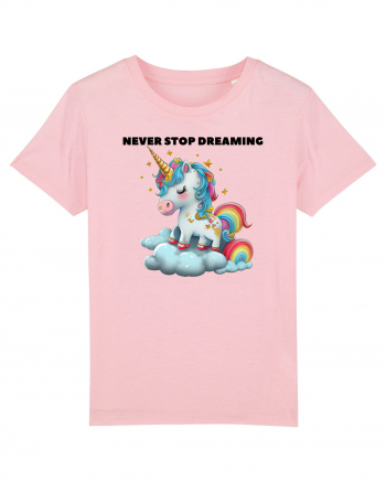 Unicorn dragut mesaj Never stop dreaming, design 1 Cotton Pink