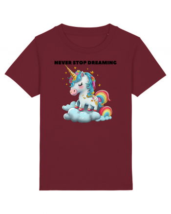 Unicorn dragut mesaj Never stop dreaming, design 1 Burgundy