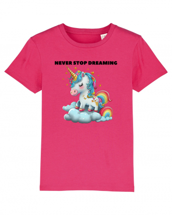 Unicorn dragut mesaj Never stop dreaming, design 1 Raspberry