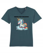 Unicorn dragut mesaj Never stop dreaming, design 1 Tricou mânecă scurtă guler V Bărbat Presenter