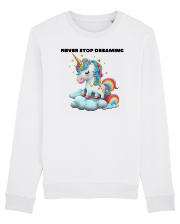 Unicorn dragut mesaj Never stop dreaming, design 1 White