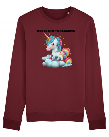 Unicorn dragut mesaj Never stop dreaming, design 1 Burgundy