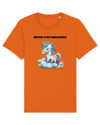 Unicorn dragut mesaj Never stop dreaming, design 1 Bright Orange