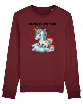 Unicorn mesaj ALWAYS BE YOU, design 1 Burgundy