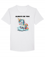 Unicorn mesaj ALWAYS BE YOU, design 1 Tricou mânecă scurtă guler larg Bărbat Skater
