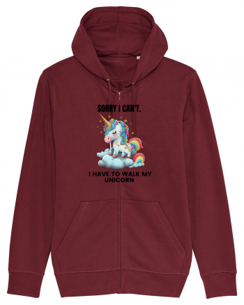 Unicorn Sorry I Can't, I Have to Walk My Unicorn, design 1 Burgundy