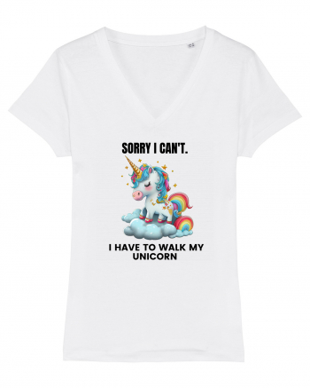 Unicorn Sorry I Can't, I Have to Walk My Unicorn, design 1 White