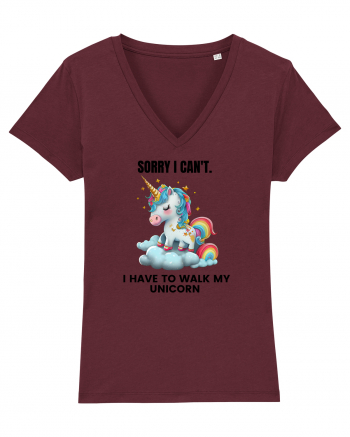 Unicorn Sorry I Can't, I Have to Walk My Unicorn, design 1 Burgundy