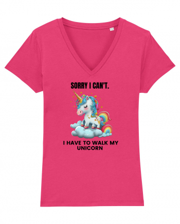 Unicorn Sorry I Can't, I Have to Walk My Unicorn, design 1 Raspberry