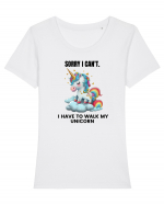 Unicorn Sorry I Can't, I Have to Walk My Unicorn, design 1 Tricou mânecă scurtă guler larg fitted Damă Expresser