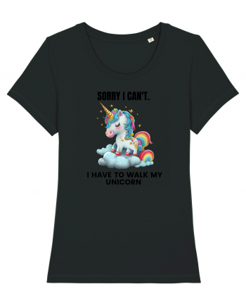 Unicorn Sorry I Can't, I Have to Walk My Unicorn, design 1 Black