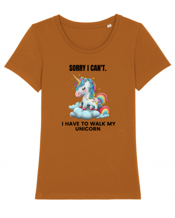 Unicorn Sorry I Can't, I Have to Walk My Unicorn, design 1 Roasted Orange