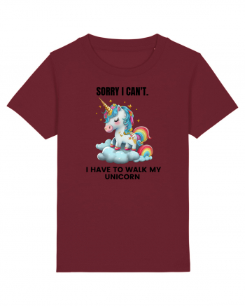 Unicorn Sorry I Can't, I Have to Walk My Unicorn, design 1 Burgundy