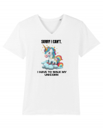 Unicorn Sorry I Can't, I Have to Walk My Unicorn, design 1 Tricou mânecă scurtă guler V Bărbat Presenter