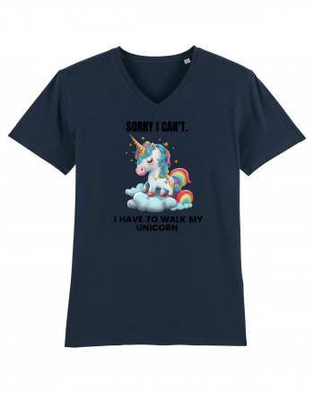 Unicorn Sorry I Can't, I Have to Walk My Unicorn, design 1 French Navy