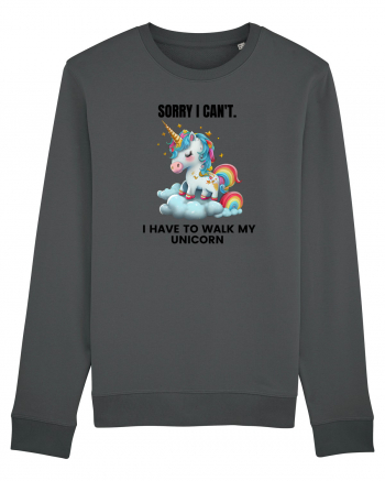 Unicorn Sorry I Can't, I Have to Walk My Unicorn, design 1 Anthracite