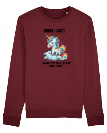 Unicorn Sorry I Can't, I Have to Walk My Unicorn, design 1 Burgundy