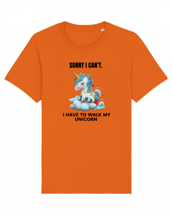 Unicorn Sorry I Can't, I Have to Walk My Unicorn, design 1 Bright Orange