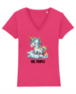 Unicorn Ew, People , design 1 Tricou mânecă scurtă guler V Damă Evoker