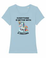 Unicorn Everythink is better with a Unicorn, design 1 Tricou mânecă scurtă guler larg fitted Damă Expresser