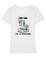 Unicorn I don't care. I'M A UNICORN, design 1 Tricou mânecă scurtă guler larg fitted Damă Expresser