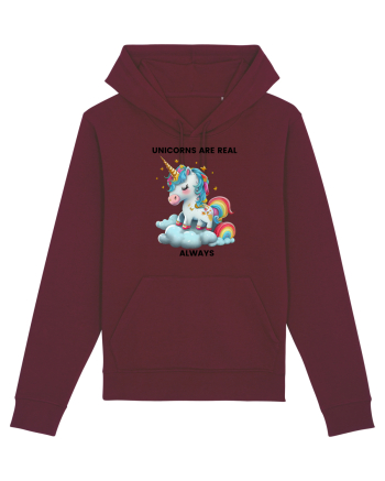 Unicorn mesaj Unicorns are real always, design 1 Burgundy