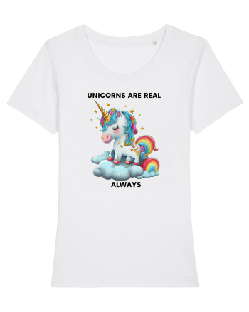 Unicorn mesaj Unicorns are real always, design 1 White
