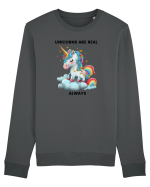 Unicorn mesaj Unicorns are real always, design 1 Bluză mânecă lungă Unisex Rise
