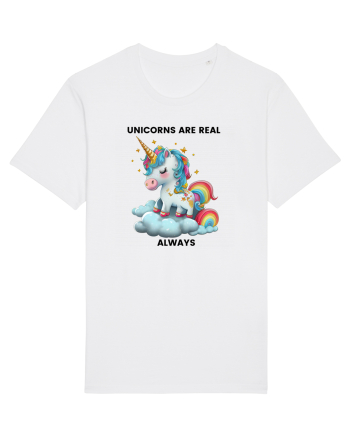 Unicorn mesaj Unicorns are real always, design 1 White
