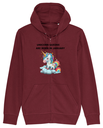 Unicorn mesaj UNICORN QUEENS ARE BORN IN JANUARY, design 1 Burgundy