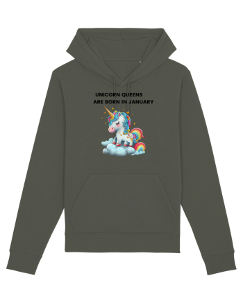 Unicorn mesaj UNICORN QUEENS ARE BORN IN JANUARY, design 1 Khaki