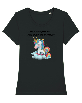 Unicorn mesaj UNICORN QUEENS ARE BORN IN JANUARY, design 1 Black