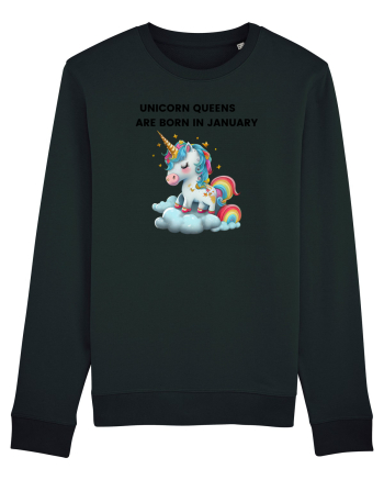 Unicorn mesaj UNICORN QUEENS ARE BORN IN JANUARY, design 1 Black