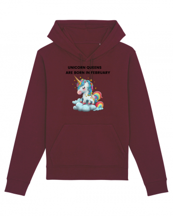 Unicorn mesaj UNICORN QUEENS ARE BORN IN FEBRUARY,  design 1 Burgundy