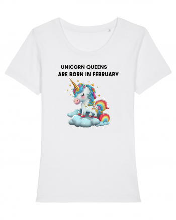 Unicorn mesaj UNICORN QUEENS ARE BORN IN FEBRUARY,  design 1 White