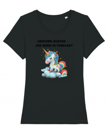 Unicorn mesaj UNICORN QUEENS ARE BORN IN FEBRUARY,  design 1 Black